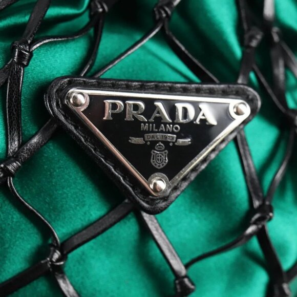 PRADA Chain Shoulder Bag Satin Green Auth - Picture 13 of 16